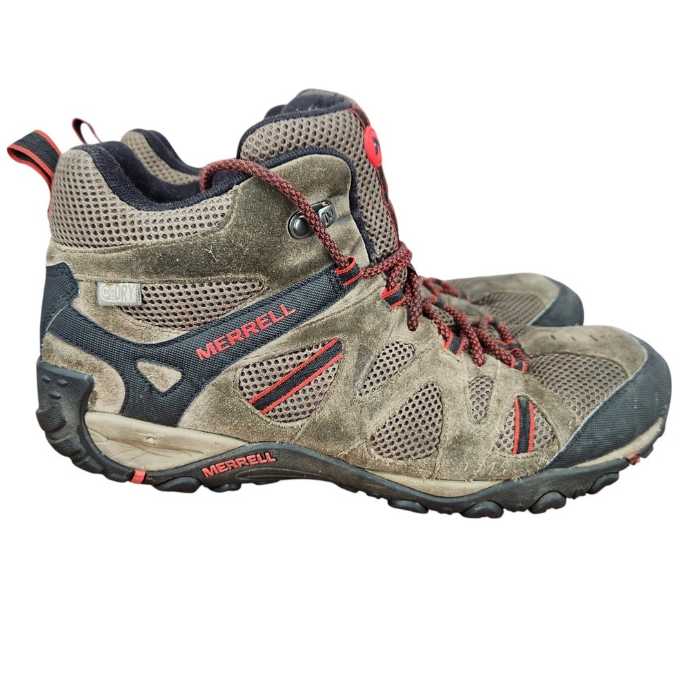 Merrell Deverta 2 Hiking Boots Mens 12 Brown Waterproof Vent Trails Outdoor